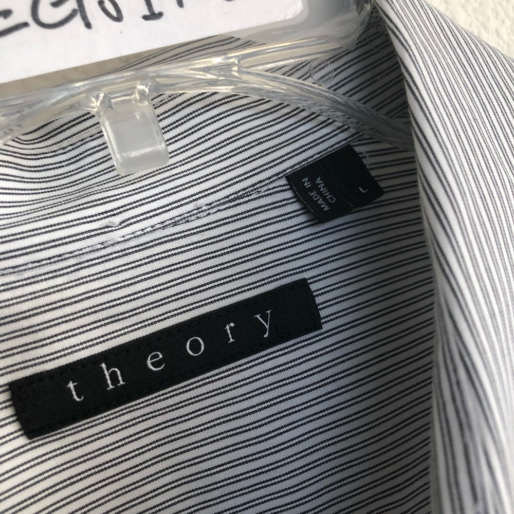 Theory Button Down Front Long Sleeve Striped Shirt - image 3